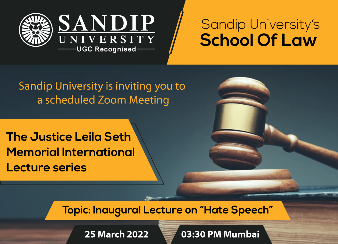 Justice Leila Seth Memorial International Lecture Series on “Hate Speech”.