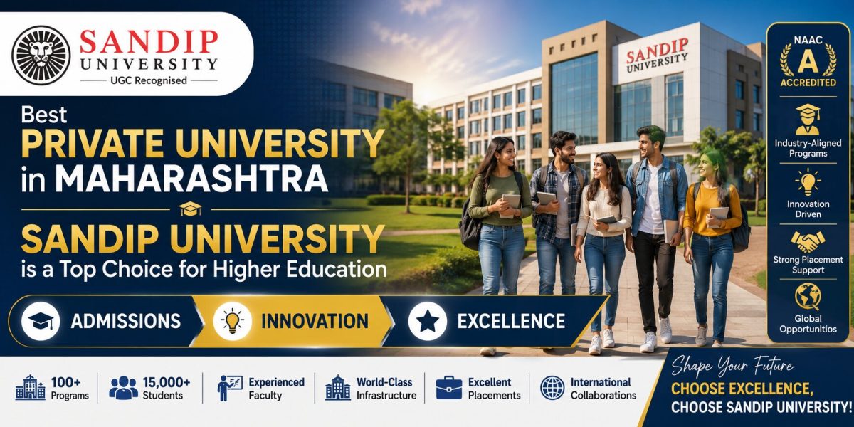 Sandip University campus recognised as one of the best private universities in Maharashtra for higher education, placements and innovation